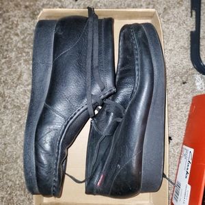 Black leather Clarks